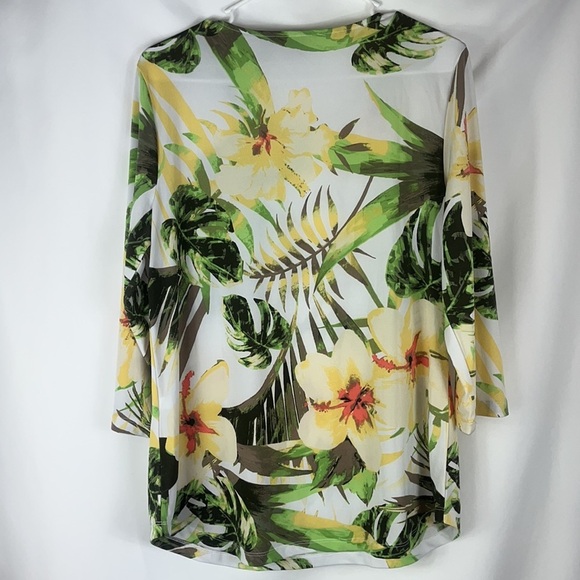 Easywear by Chico's tropical casual 3/4 sleeve blouse Sz 1 (M) - Picture 10 of 11